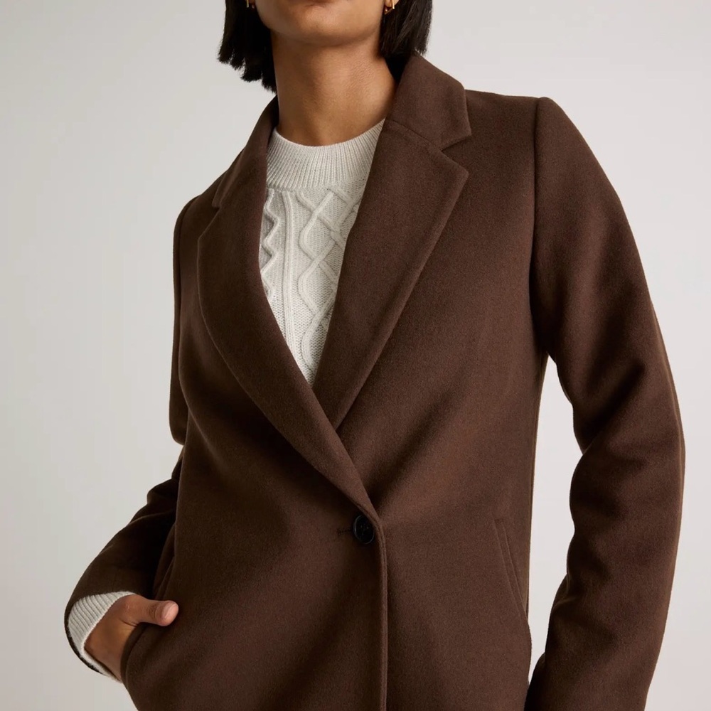 Quince Italian Wool Single Breasted Coat in Chocolate Brown Size Medium C298